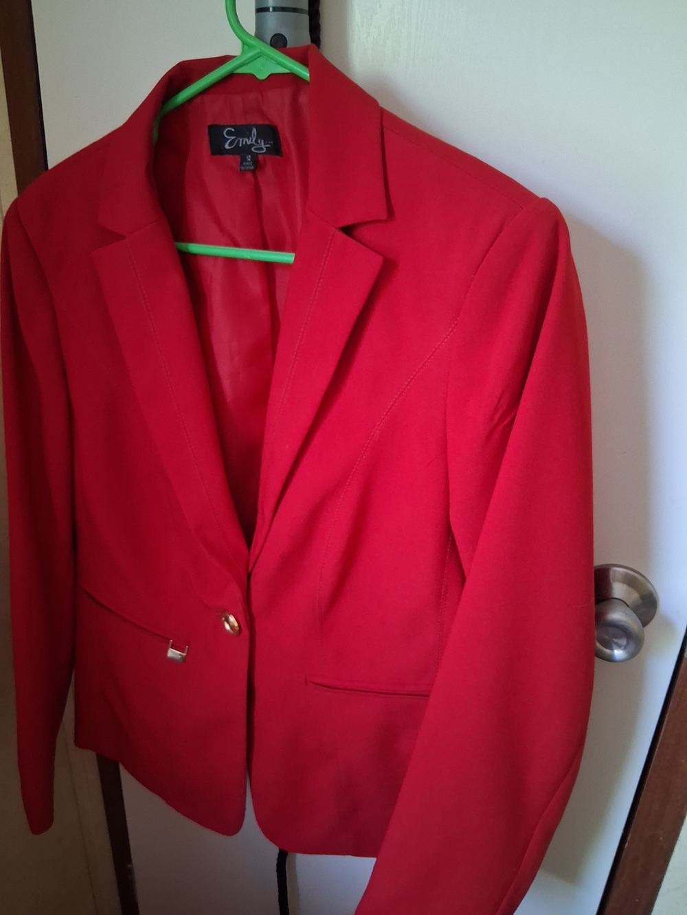 Women's Red Single-Button Tailored Blazer by Emily